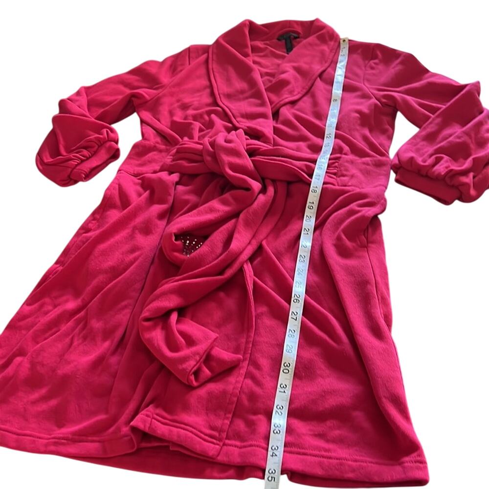 Soma Intimates Red Knit Wrap Robe Woman Size Medium Rhinestone Belt Pockets - Picture 10 of 12